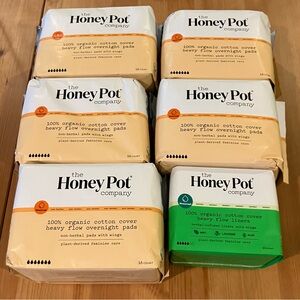 New Lot of 6. 5 packs of Over Pad (16 ct)& 1 pack of Organic Heavy Flow Liners